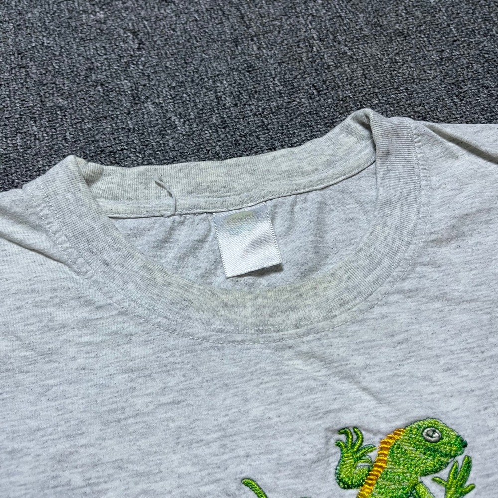 Vintage Cozumel Mexico Iguana T Shirt 2XL Gray Heather Embroidered 90s Souvenir - Picture 4 of 10
